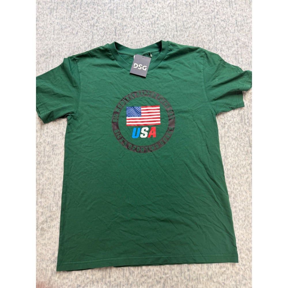 DSG Olympic Tee Mens Small Green USA Flag Graphic T-Shirt CKP8118CN NEW
